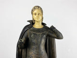 Art Deco Sculpture of a Standing Woman in Flowing Gown, Signed Menneville, 1930s, Two-Tone Patina