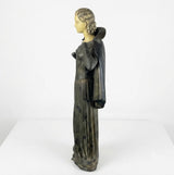 Art Deco Sculpture of a Standing Woman in Flowing Gown, Signed Menneville, 1930s, Two-Tone Patina