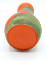 Vintage Pâte de Verre Style Vase, Hand-Painted Landscape Design in Orange and Green, 1930s-40s