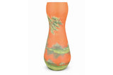 Vintage Pâte de Verre Style Vase, Hand-Painted Landscape Design in Orange and Green, 1930s-40s