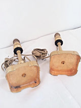 Pair of Gilt Bronze Lamp Bases, 1950s-60s French Column Lamps with Blackened Corolla Details