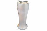 Art Nouveau Frosted Glass Vase, Enamel Iris Decoration in Blue and Gold, Possibly Montjoye