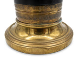 Antique Bronze and Brass Table Lamp Base, Turned Column Form with Ribbed Foot