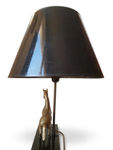 Brass Horse Table Lamp, Galloping Horse Sculpture Base, Maison Charles Style Lacquered Wood