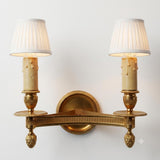 Pair of Gilt Bronze Wall Sconces, Two-Arm Ribbed Rim Sconces, French Style