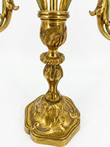 French Bronze Bouillotte Lamp, Green Crackle Tole Shade, Rococo Scrolled Arms, Circa 1960-70