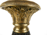 Pair of Restoration Period Gilt Bronze Candlestick Lamps, Ebonized Fluted Column, Converted to Lamps