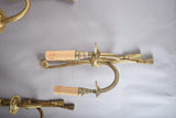 Vintage Brass Wall Sconces, Rope and Tassel Motif, Set of Three, Double Arm