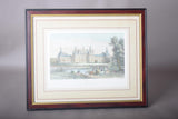 Antique Framed Print of Château de Chambord, Hand-Colored Lithograph by Deroy, French Castle View