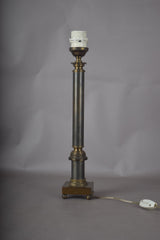 Antique Brass Corinthian Column Table Lamp, Neoclassical Candlestick Lamp with New Pleated Shade