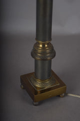 Antique Brass Corinthian Column Table Lamp, Neoclassical Candlestick Lamp with New Pleated Shade