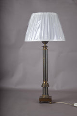 Antique Brass Corinthian Column Table Lamp, Neoclassical Candlestick Lamp with New Pleated Shade