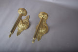Vintage Solid Brass Wall Sconces, Ornate Rosette Backplate, Pineapple Finial, Pair