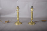 Pair of 19th Century Brass Candlestick Lamps, Antique Candlesticks Converted to Table Lights