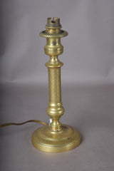 Pair of 19th Century Brass Candlestick Lamps, Antique Candlesticks Converted to Table Lights