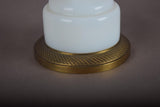 Vintage Blue Glass Table Lamp, Baluster Urn Form on Brass Base, Pleated Shade Included