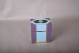 Purple and Blue Lacquered Decorative Box, Gold Trim Hinged Lid, "Reflections" Trinket Box