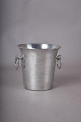 Vintage Small Metal Ice Bucket, Ribbed Champagne Style Bucket with Ring Handles