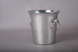 Vintage Small Metal Ice Bucket, Ribbed Champagne Style Bucket with Ring Handles