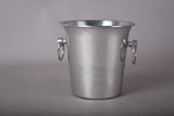 Vintage Small Metal Ice Bucket, Ribbed Champagne Style Bucket with Ring Handles