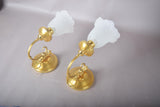 Vintage Brass Wall Sconces, Frosted Textured Tulip Glass Shades, Pair