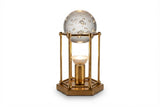 Brass Cage Lamp with Bubble Glass Sphere, Hexagonal Base