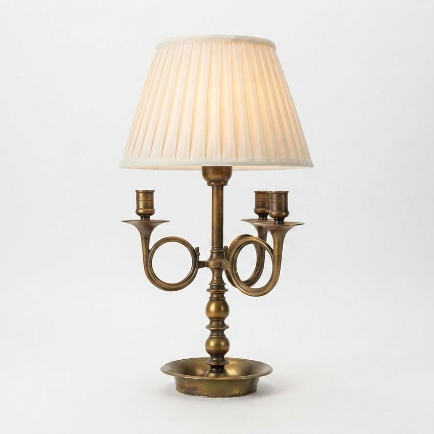 Vintage French Bouillotte Lamp, Bronze-Toned Candelabra, Hollywood Regency Style, 1950s
