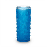 Vintage Turquoise Cased Glass Rouleau Vase, Bark Texture, in the Style of Václav Hanuš, 1990s