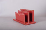 Vintage Red Desk Letter Holder, Gilt Tooled Border Design, Tiered Correspondence Rack