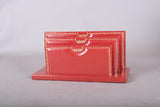 Vintage Red Desk Letter Holder, Gilt Tooled Border Design, Tiered Correspondence Rack