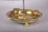 Antique French Bouillotte Lamp, Brass Base with Green Tole Shade, Paw Feet, Ring Finial