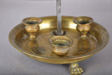 Antique French Bouillotte Lamp, Brass Base with Green Tole Shade, Paw Feet, Ring Finial