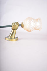 Maison Jansen Style Wall Sconce, Bronze Fist Sculpture, Amber Glass Shade
