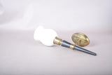 French Designer Wall Sconce, Horn-Form Brass and Black Lacquer Fixture with Cloud Glass Shade