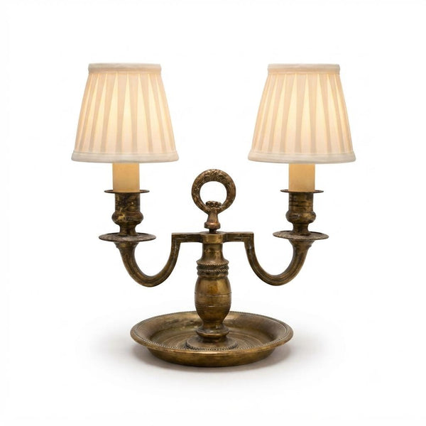 Vintage Brass-Toned Bouillotte Lamp Base, French Style, Convertible Candle Holder, 1950s