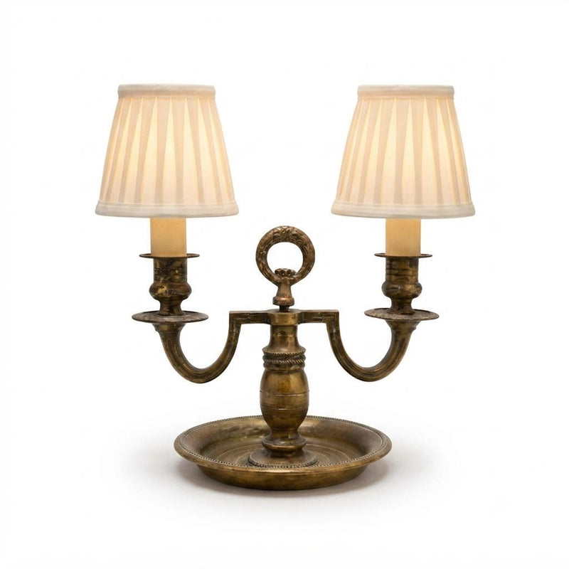 Vintage Brass-Toned Bouillotte Lamp Base, French Style, Convertible Candle Holder, 1950s