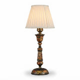 Hand-Painted Kashmiri Wood Lamp Base, 1910s | Vintage Floral Bohemian Accent | Antique Bedside Table Lamp