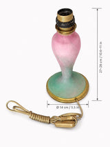 Antique Pâte de Verre Style Glass Lamp Base, Pink and Green, Brass Fittings, Art Deco Style