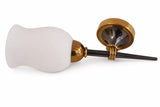 Vintage French Torch-Form Wall Sconce, White Opaline Glass, Gilt and Black Metal, 1940s-50s