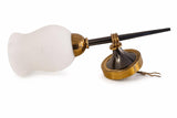 Vintage French Torch-Form Wall Sconce, White Opaline Glass, Gilt and Black Metal, 1940s-50s