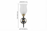 Vintage French Torch-Form Wall Sconce, White Opaline Glass, Gilt and Black Metal, 1940s-50s