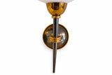 Vintage French Torch-Form Wall Sconce, White Opaline Glass, Gilt and Black Metal, 1940s-50s