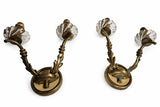 Pair of French Gilded Brass Wall Sconces, Fluted Glass Shades, 20th Century France