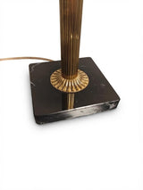 Vintage Bronze Table Lamp, Fluted Column, Black Marble Base, France