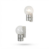 Pair of Sciolari-Style Wall Sconces, Brushed Metal & Smoked Glass, 1970s Italy