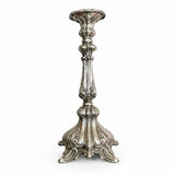 Pair of Antique Silvered Bronze Candlesticks, Louis XV Rococo Style, Late 19th Century