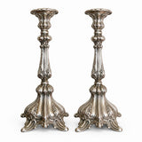Pair of Antique Silvered Bronze Candlesticks, Louis XV Rococo Style, Late 19th Century