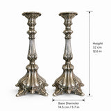 Pair of Antique Silvered Bronze Candlesticks, Louis XV Rococo Style, Late 19th Century