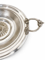 Rare Antique WMF Silvered Bowl, Art Nouveau Grape Leaf Handles, Germany, Late 19th Century