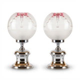 Pair of Vintage Space Age Table Lamps, Murano Glass, Chrome Base, Doria Leuchten Style, 1960s-70s